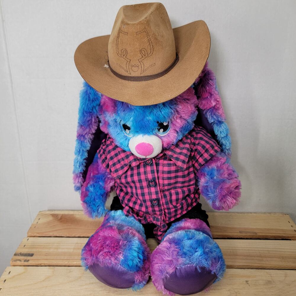BAB Build A Bear Multi Color Western Rabbit w/ Clothes and Hat